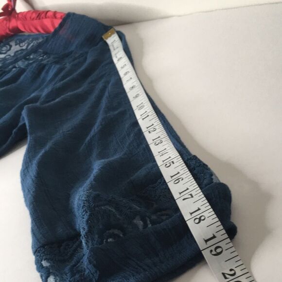 Mine Too Boho Breezy Blue Top with Lace - Picture 6 of 11